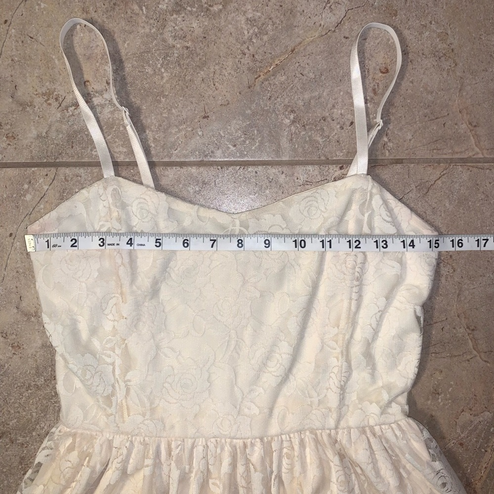 🤍Forever 21 Romantic Lace Floral Mini Dress - Cream/Off White - Size Medium - Picture 6 of 12